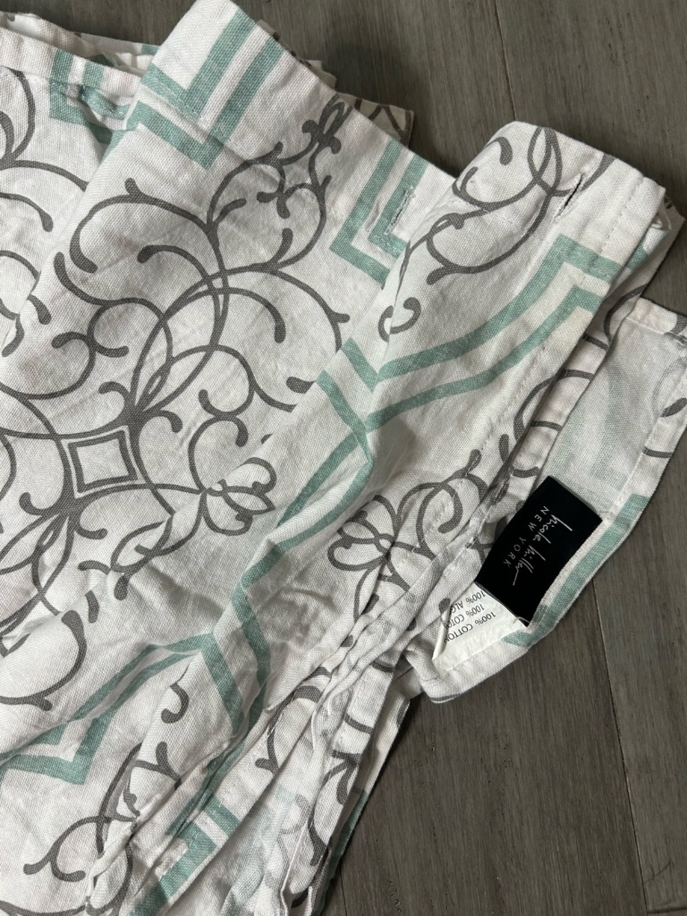 Elegant Black and Green Patterned Fabric Cotton Shower curtain